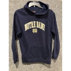 Vintage University Notre Dame Fighting Irish Hoodie Sweatshirt Size SMALL Navy